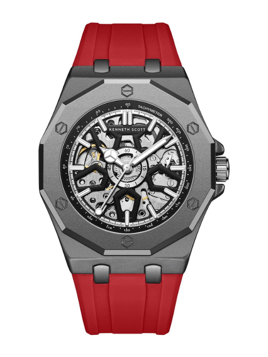 KENNETH SCOTT Men Dial & Textured Straps Analogue Automatic Watch K25301-XSRB