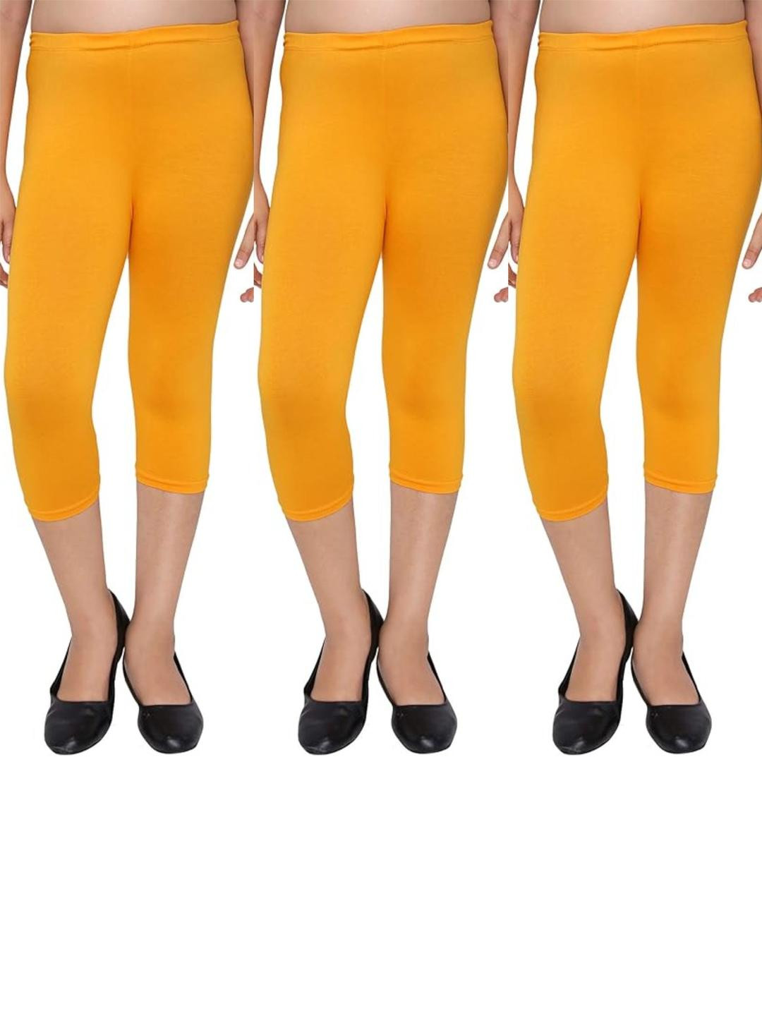 Tik Tok WEARS Girls Yellow Cotton Capris