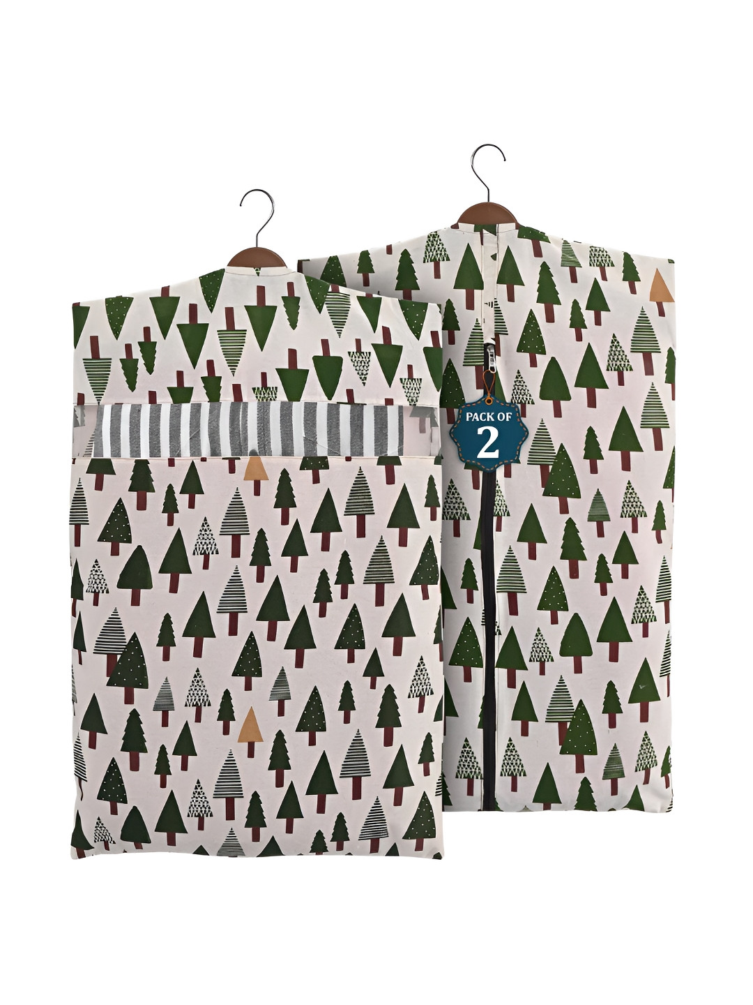 Aura Green 2 Pcs Almirah Clothes Packing Bag Hanging Clothe Cover Multi-Utility Organisers