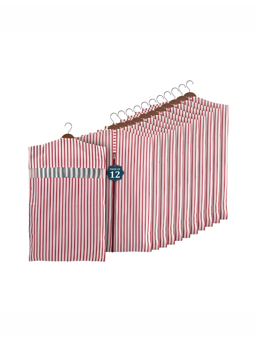 Aura Maroon 12Pcs Almirah Clothe Packing Bag Hanging Clothe Cover Multi-Utility Organisers