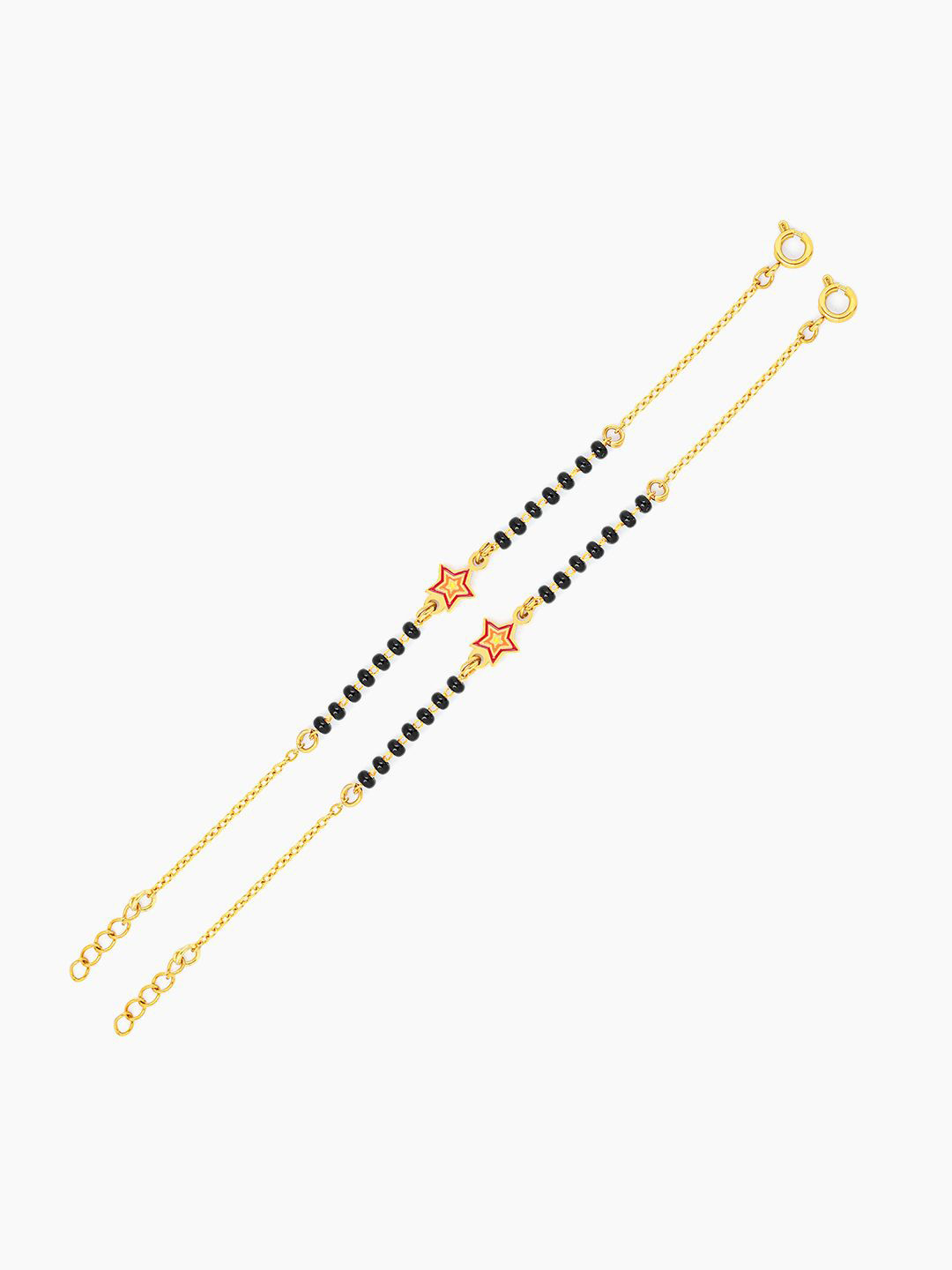 SWASHAA Kids Set Of 2 18K Gold-Plated Artificial Beaded Twinkling Star Charm Bracelets