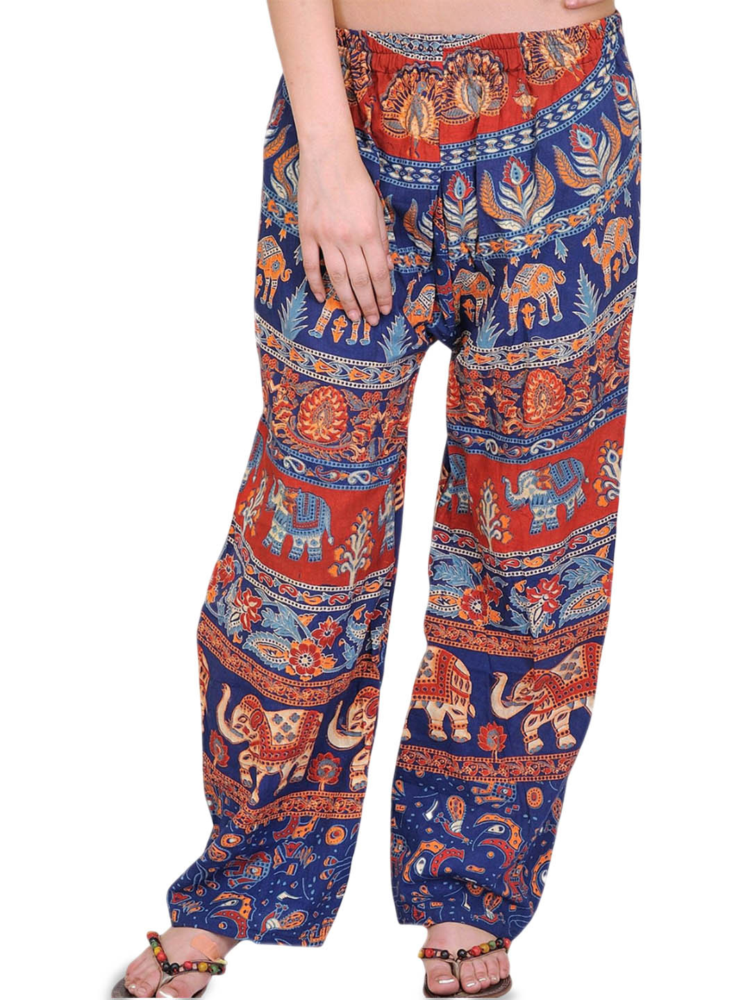 Exotic India Women Printed Relaxed Straight Leg High-Rise Pilkhuwa Trousers