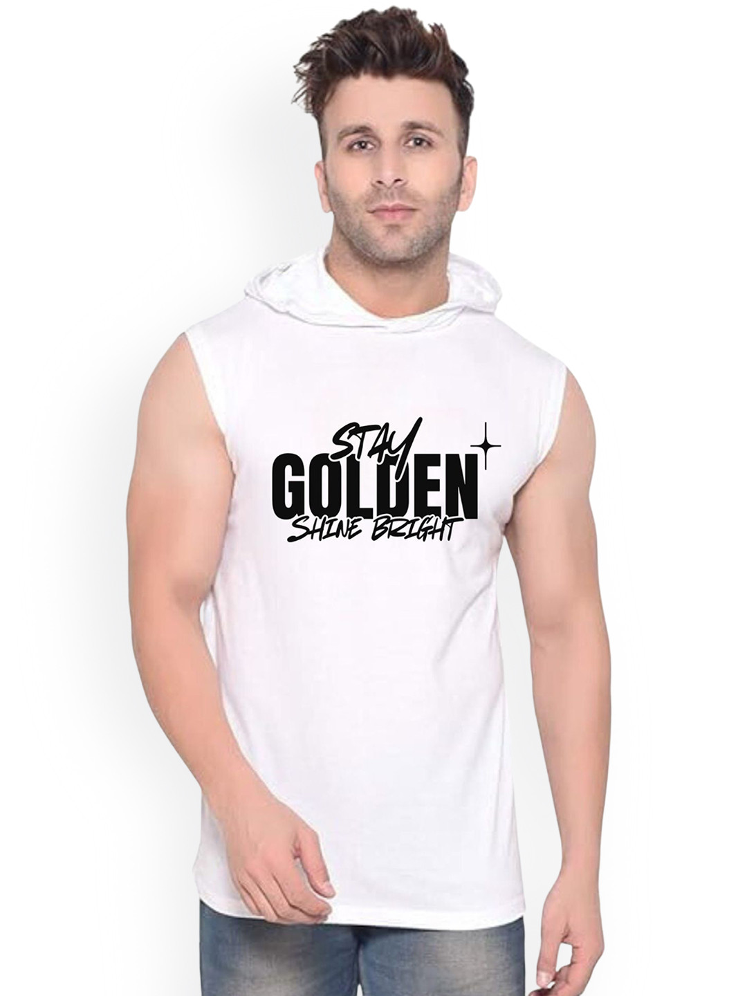 FABSTIEVE Stay Golden Printed Gym Vest vk t-050_Print-266_gym_vest White M