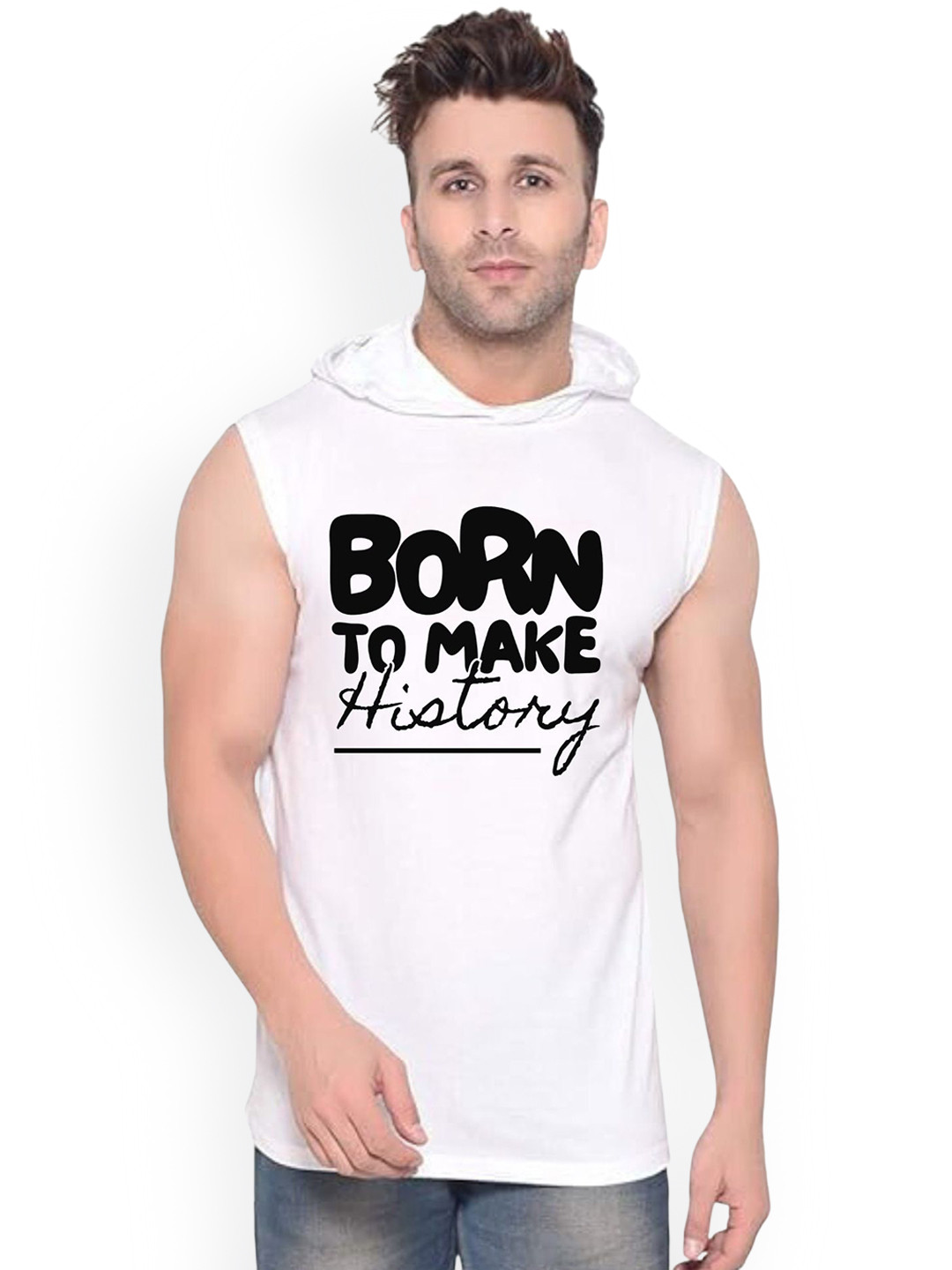 FABSTIEVE Born To Make History Printed Gym Vest vk t-050_Print-215_gym_vest White M