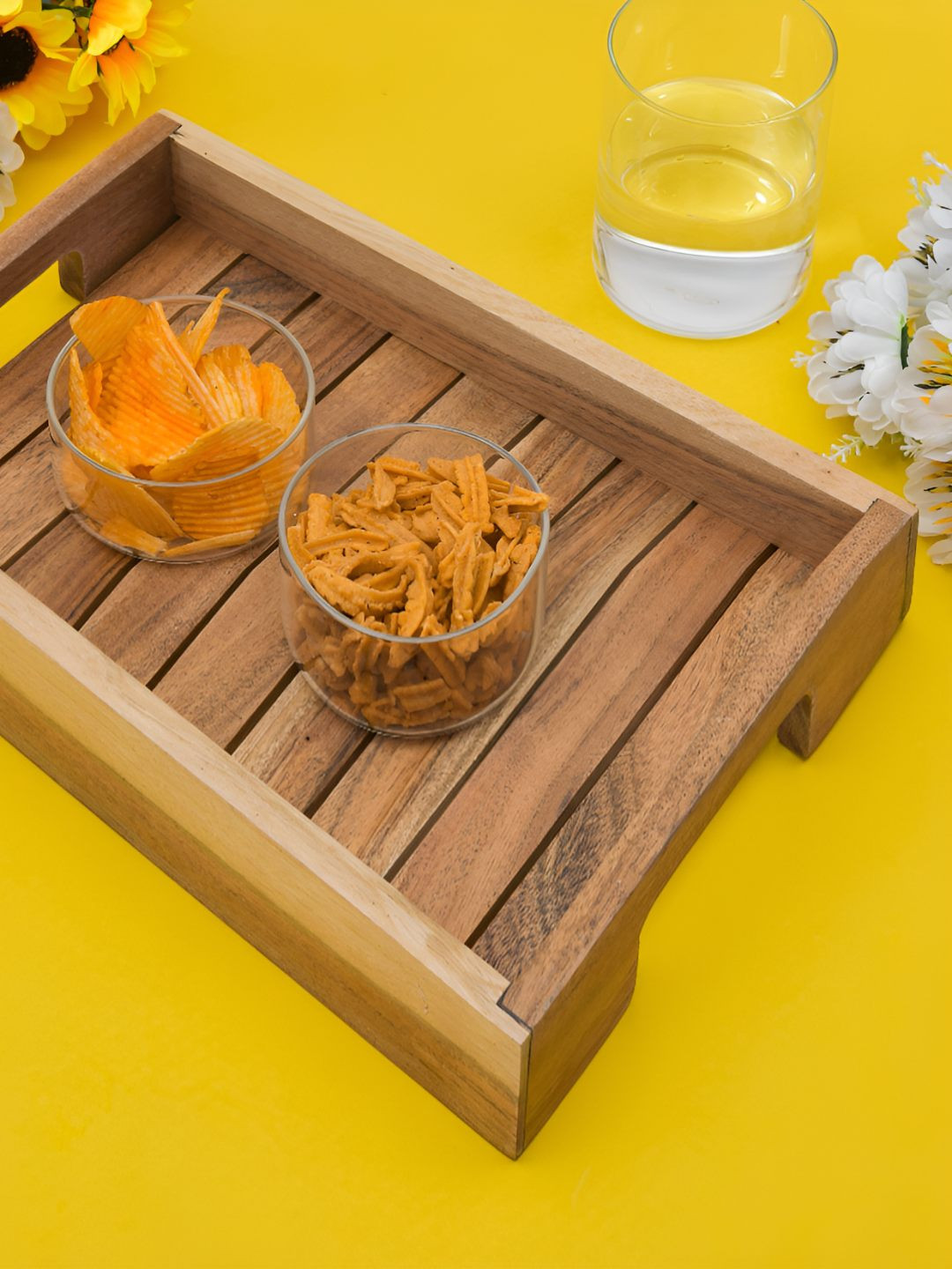 Myntra Elegant Homes Acacia Brown Wooden Easy & Clean Serving Tray