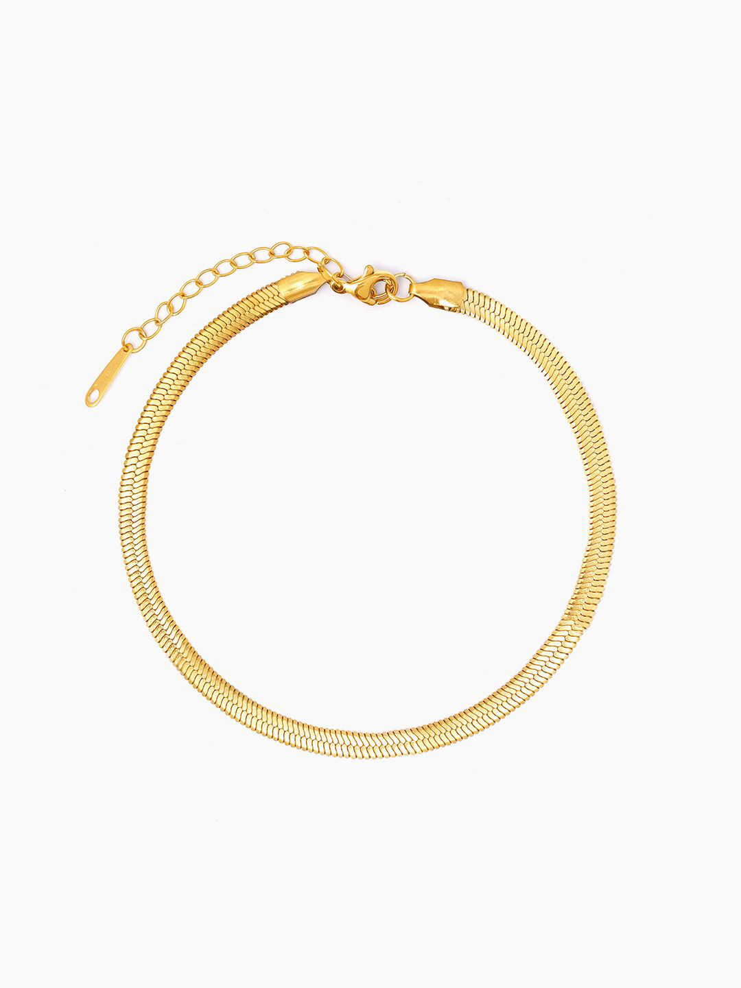 SWASHAA 18K Gold-Plated Stainless Steel Aanya Sleek Herringbone Chain Anklet