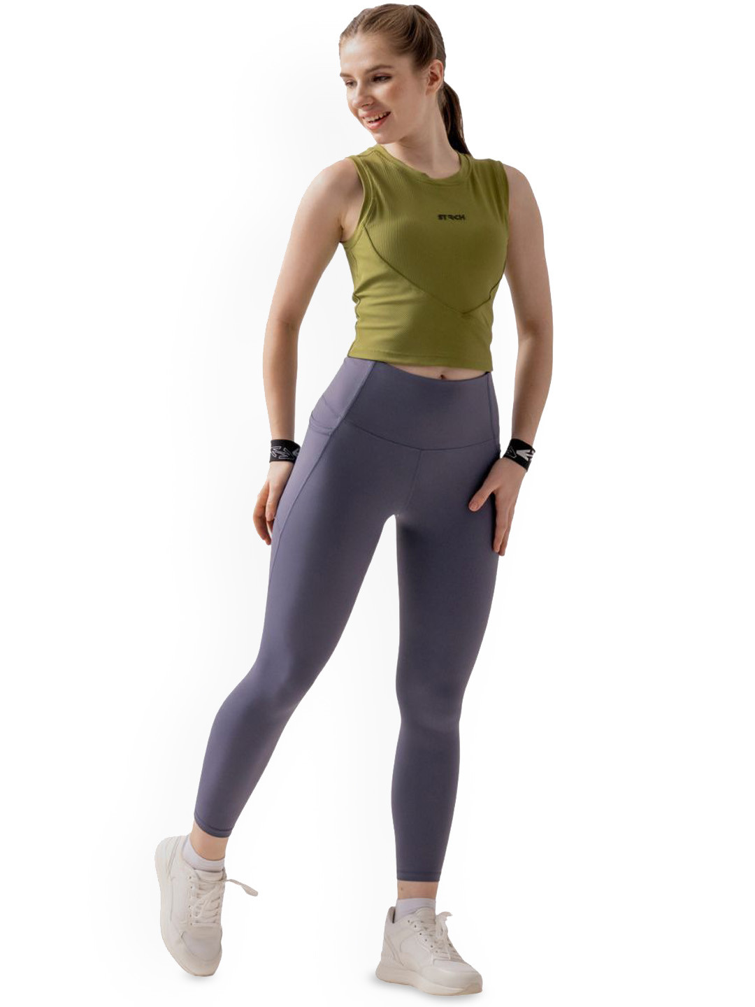 STRCH Women High -Rise Angle Length Tights