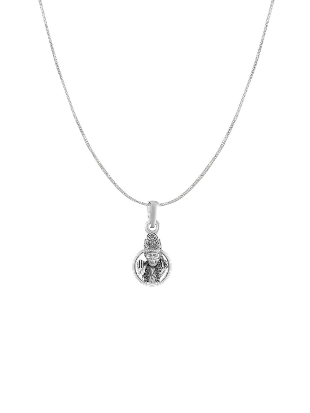 AKSHAT SAPPHIRE 92.5 Sterling Silver Contemporary Ring Sai Pendant With Chain
