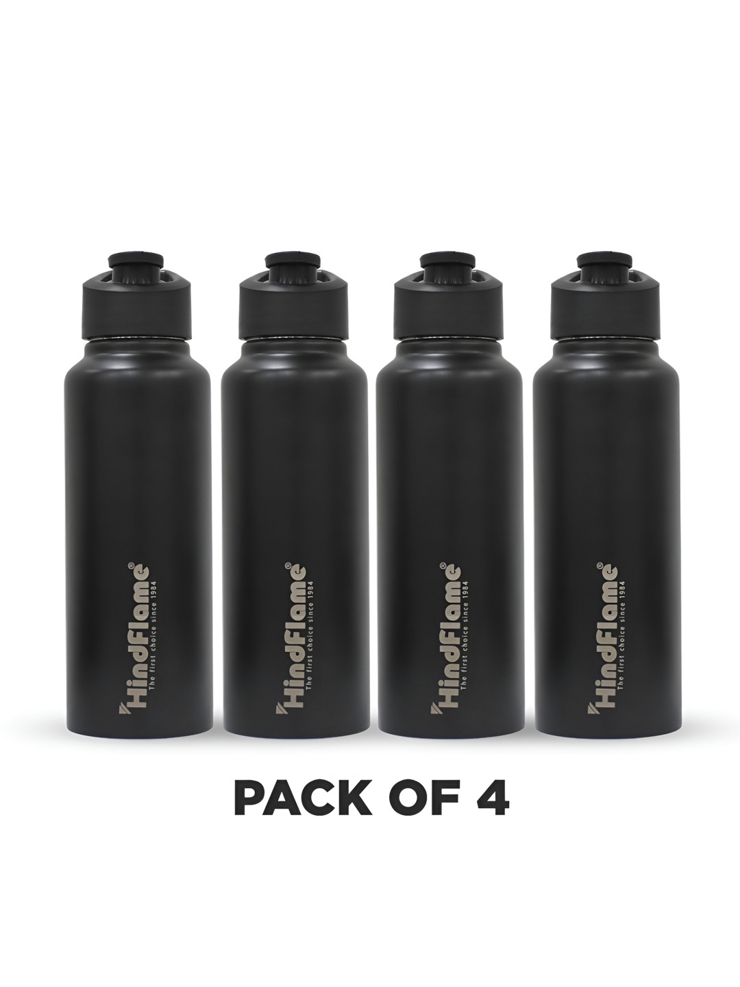 Hindflame Black 4 Pieces Stainless Steel Water Bottle 750 ml Each