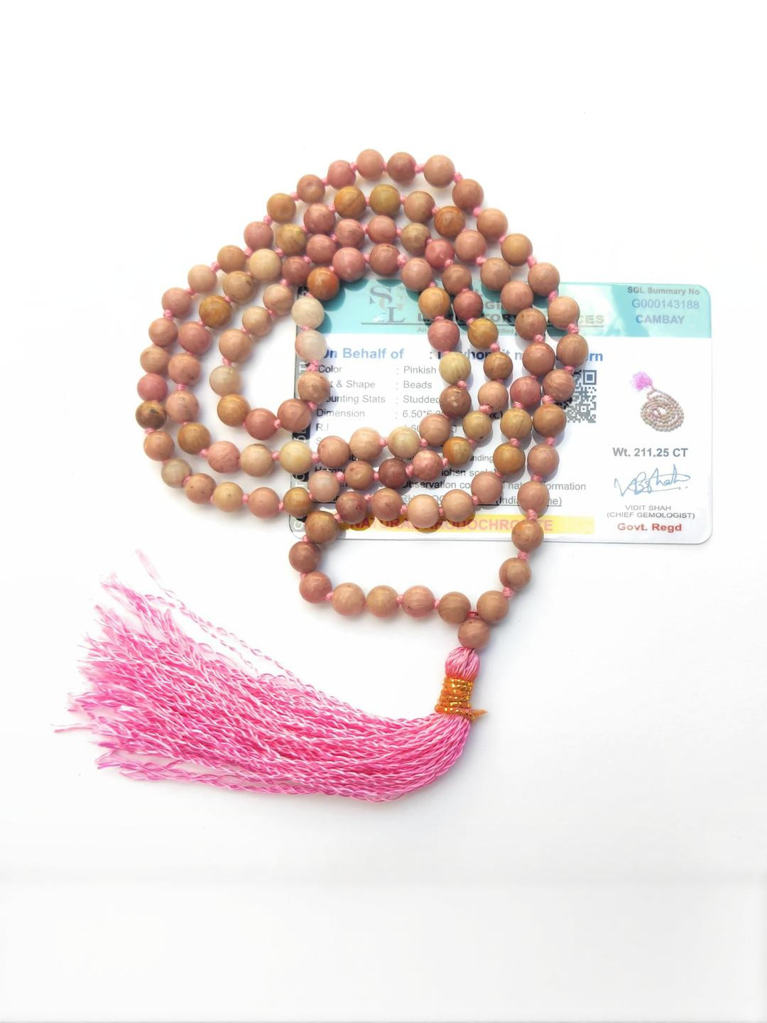 Apnisanskriti Unisex Rhodochrosite Stone Mala