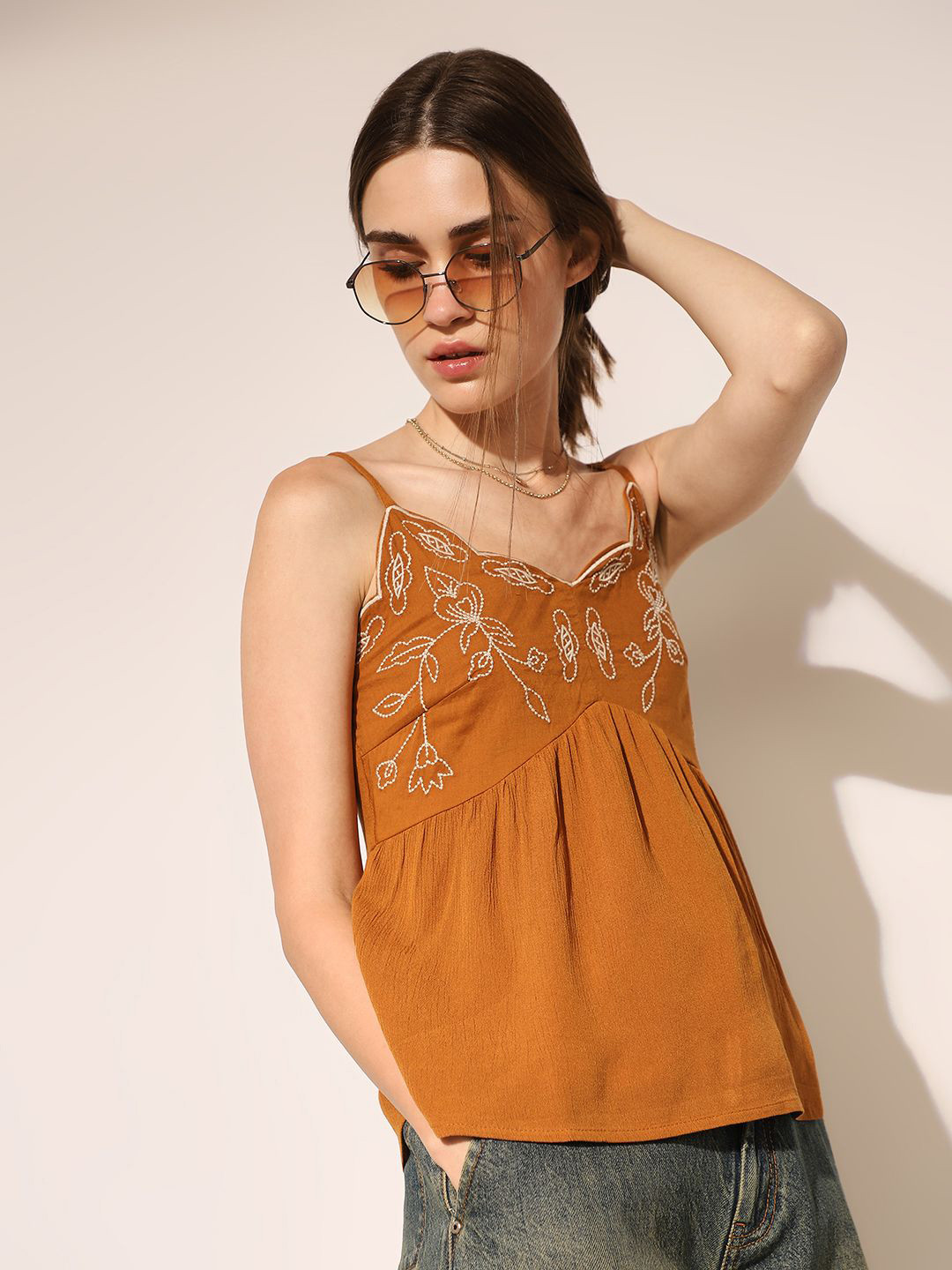 ONLY Women Embroidered Bohemian Tank Top