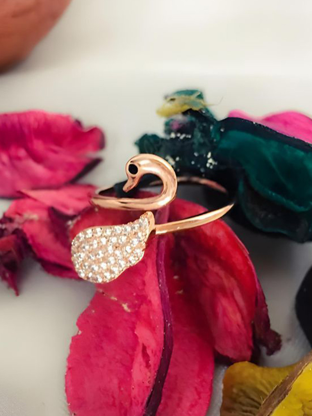 CRYSTALANE Stainless Steel Gold-Plated Stainless Steel Ring