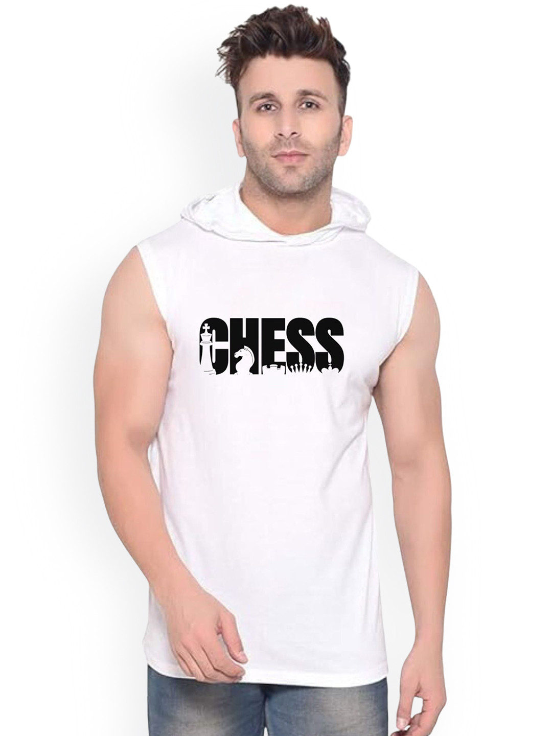 FABSTIEVE Chess Printed Gym Vest vk t-050_Print-254_gym_vest White M