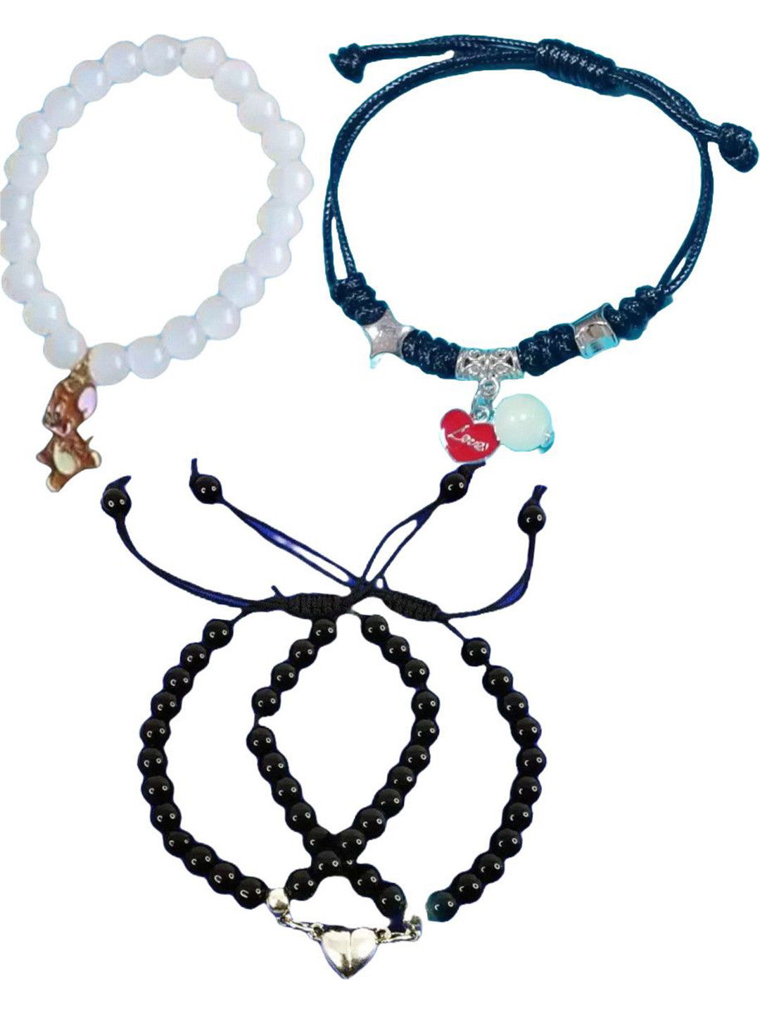 J.S ENTERPRISES Stainless Steel Set Of 4 Elasticated Bracelet