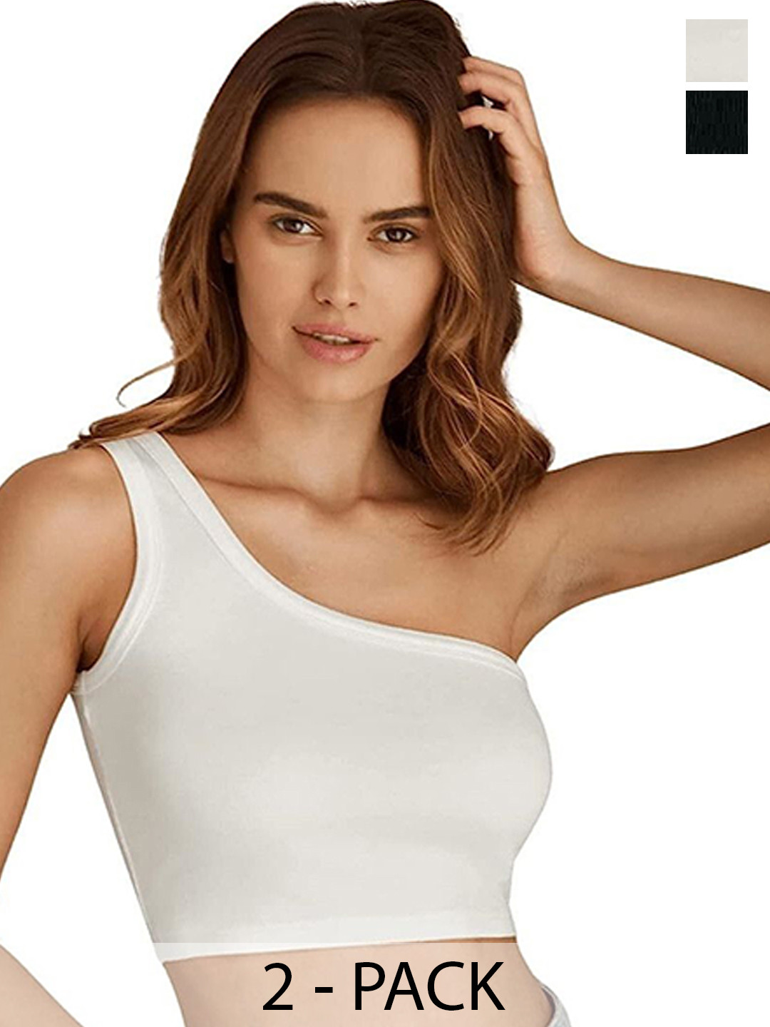PINOVO One Shoulder Cotton Bralette Crop Top