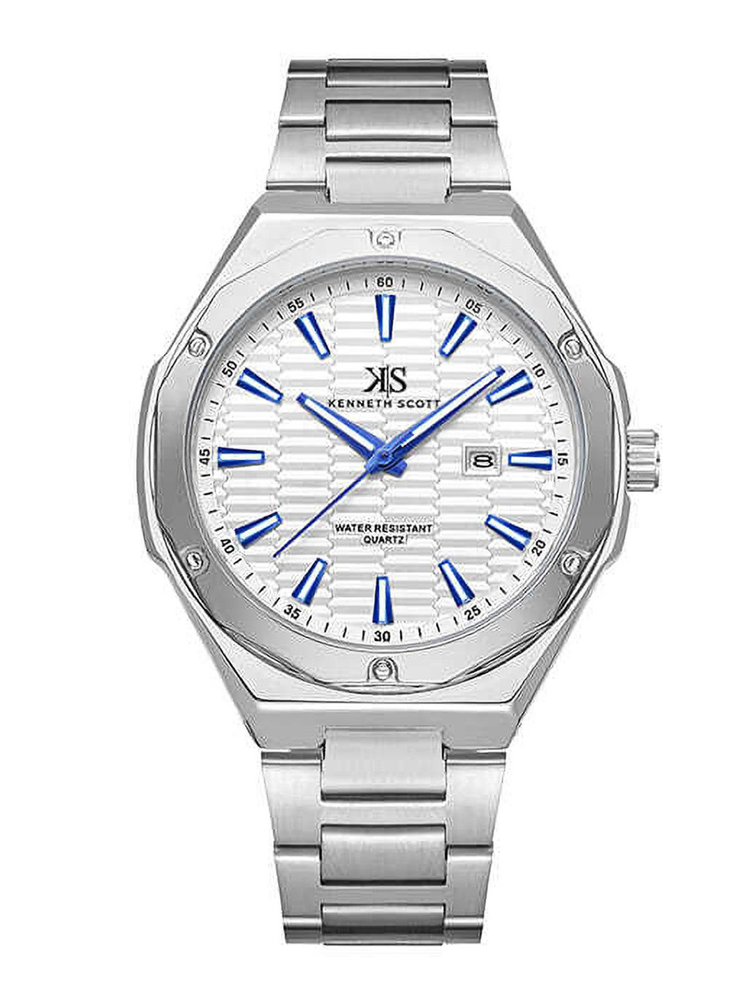 KENNETH SCOTT Men Mother of Pearl Dial & Stainless Steel Straps Analogue Watch K23026-SBSW
