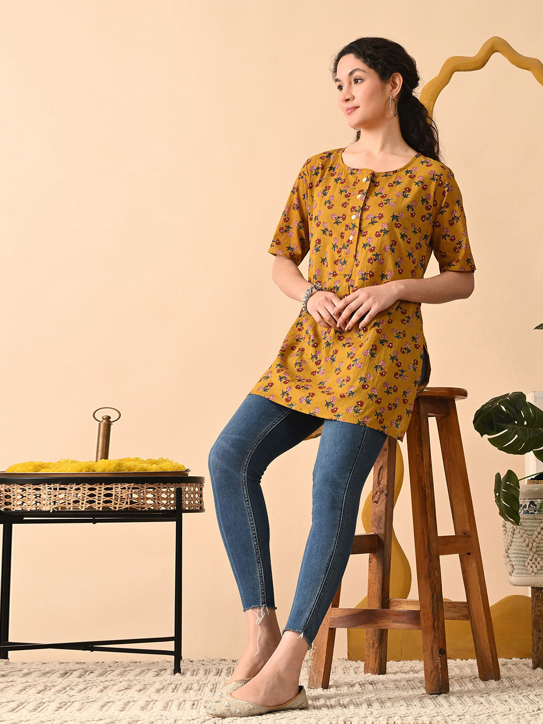 MURLI KURTI Floral Printed Cotton Tunics