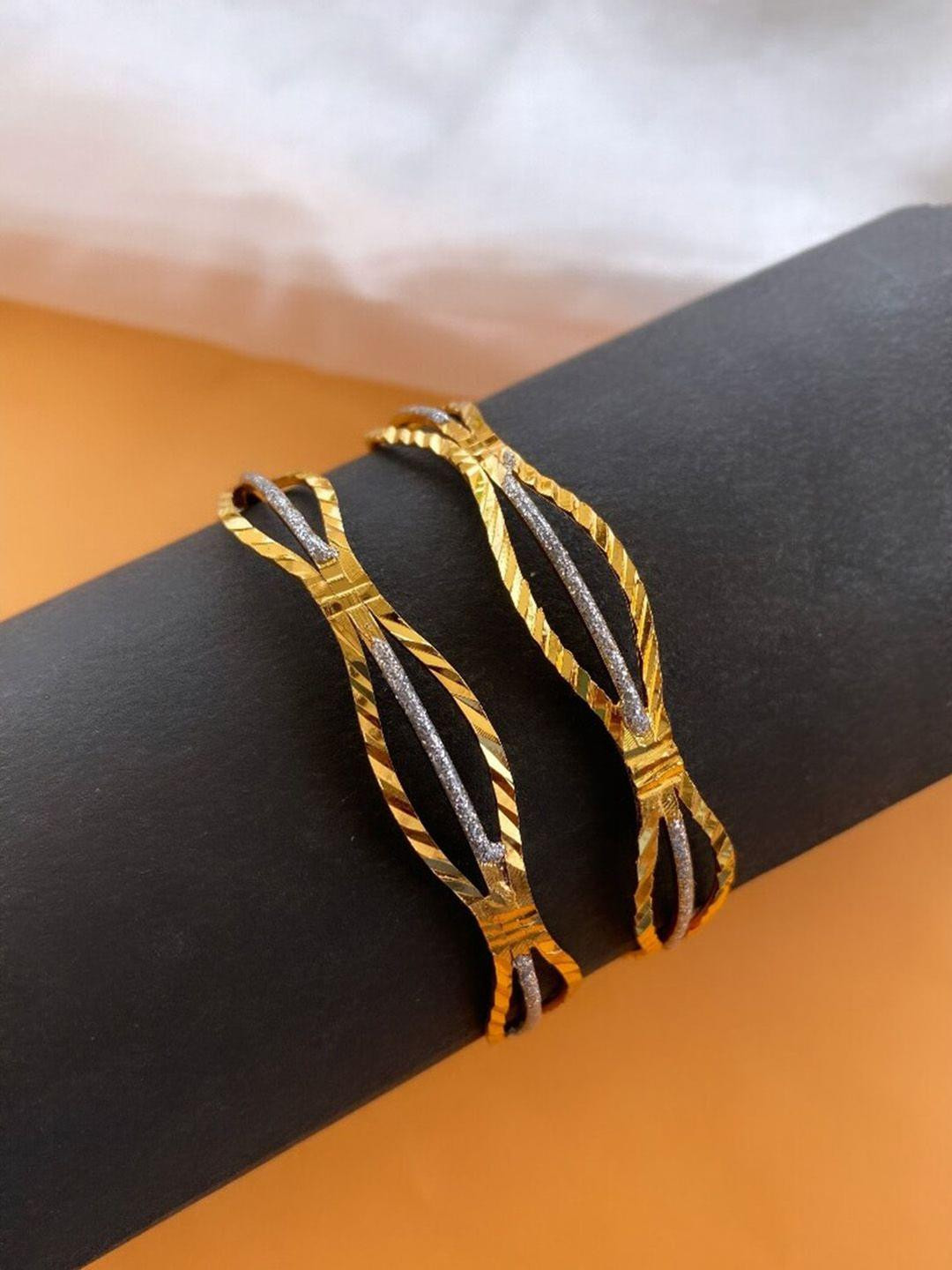 Anouk Gold Plated & Wavy Shaped-Textured Set of two bangles