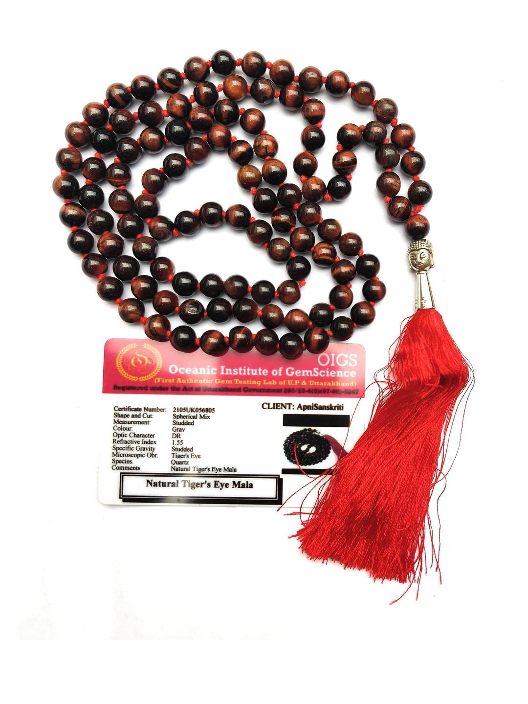 Apnisanskriti Unisex Red Tiger Eye Stone Mala 108+1