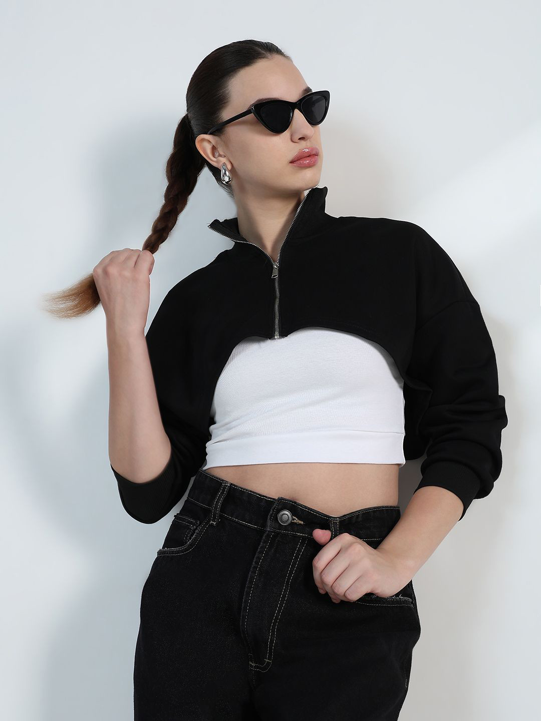 SHOWOFF Women Shirt Collar Regular Super Crop Top