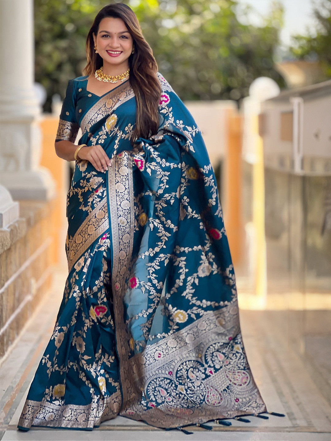all about you Woven Design Zari Kanjeevaram Saree