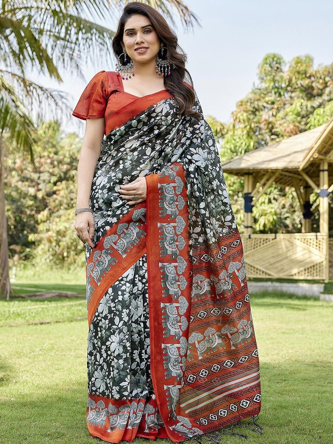 KALINI Sea Green NA Art Silk Sarees