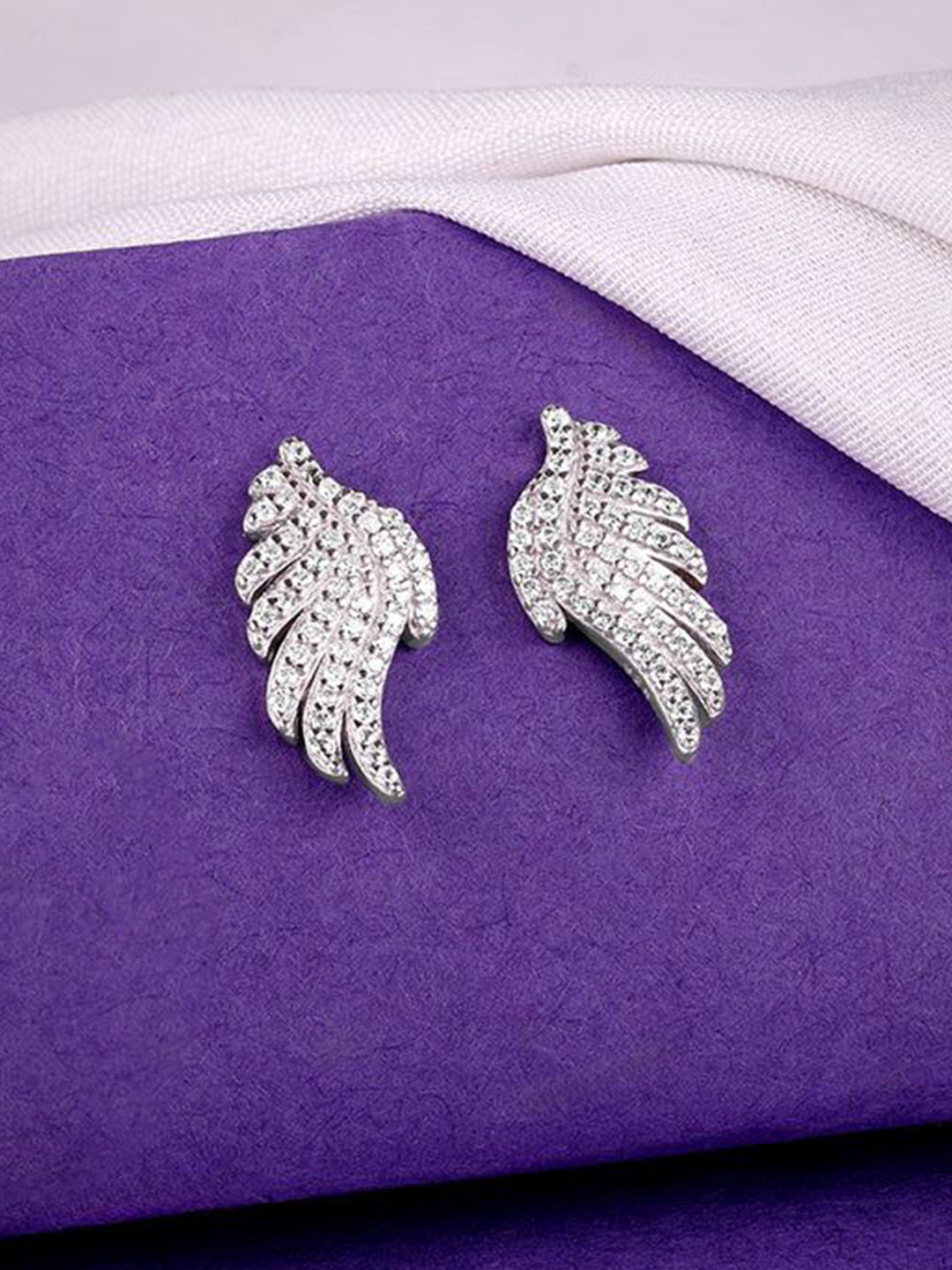 GIVA 92.5 Silver Glittering Wing Contemporary Drop Earrings