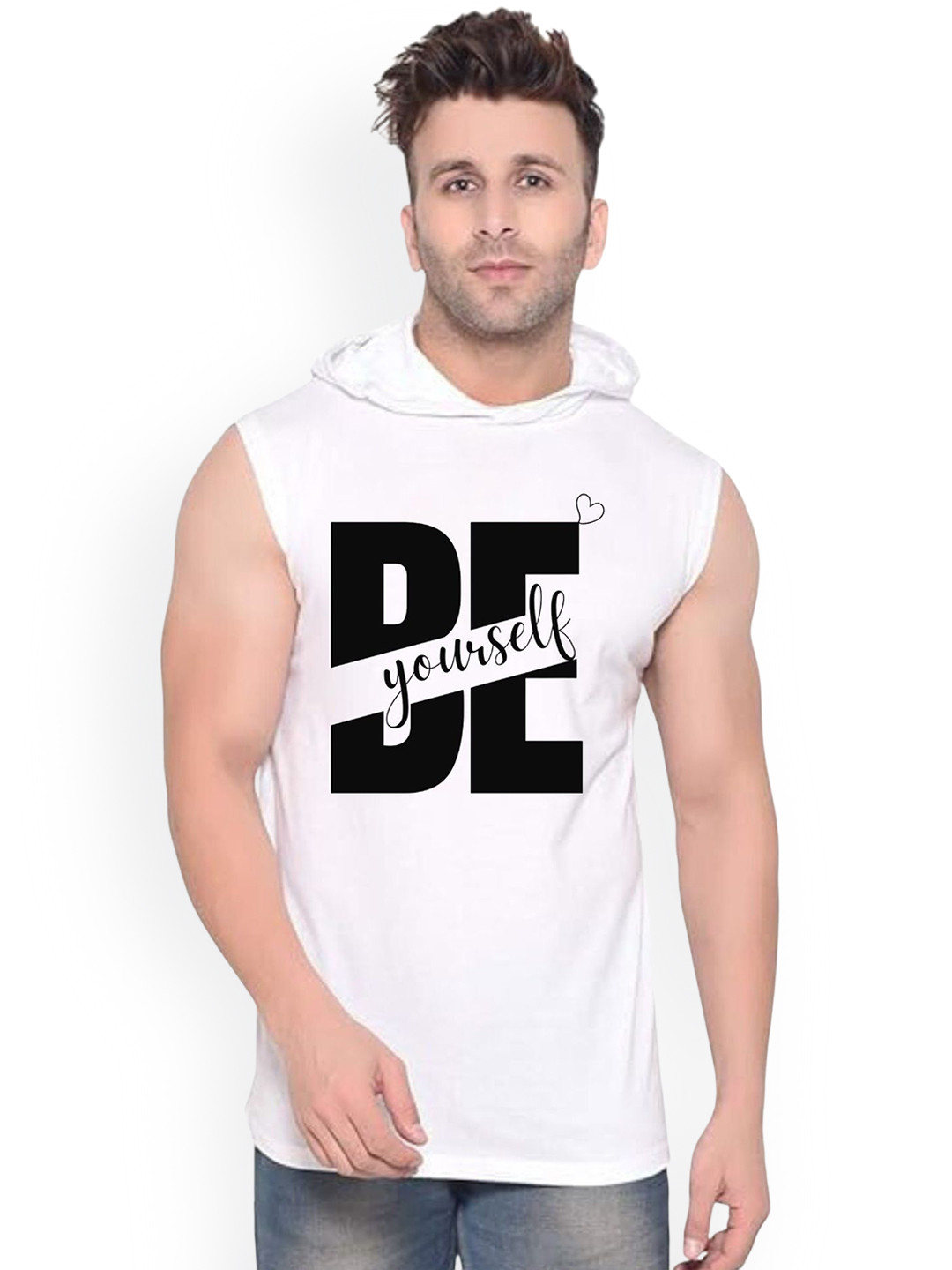 FABSTIEVE Be Yourself Printed Gym Vest vk t-050_Print-263_gym_vest White M