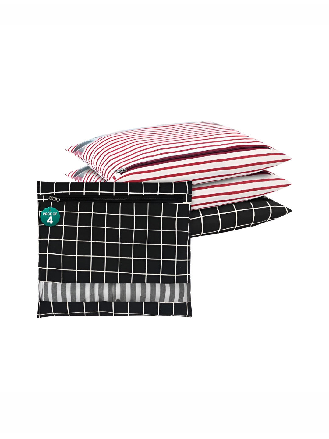 Aura Black 4 Pcs Almirah Clothes Packing Bag Hanging Clothe Cover Multi-Utility Organisers