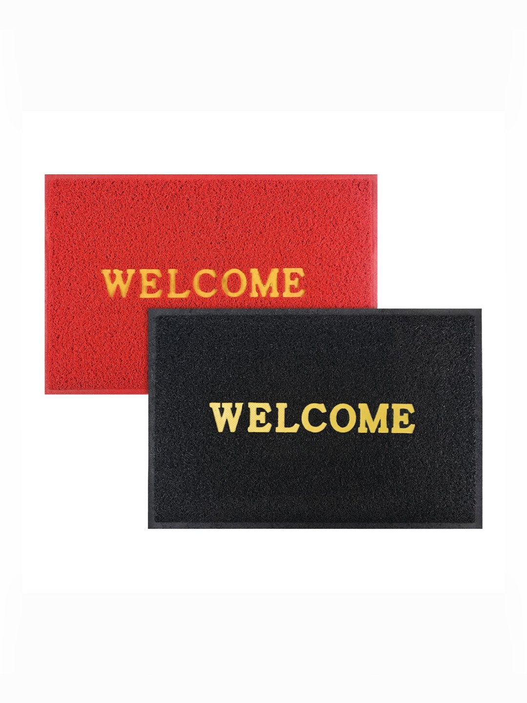 Aura 2-Pcs Red & Black Rubber 2x3 ft Weather-Resistant Main Door Entrance Balcony Doormat