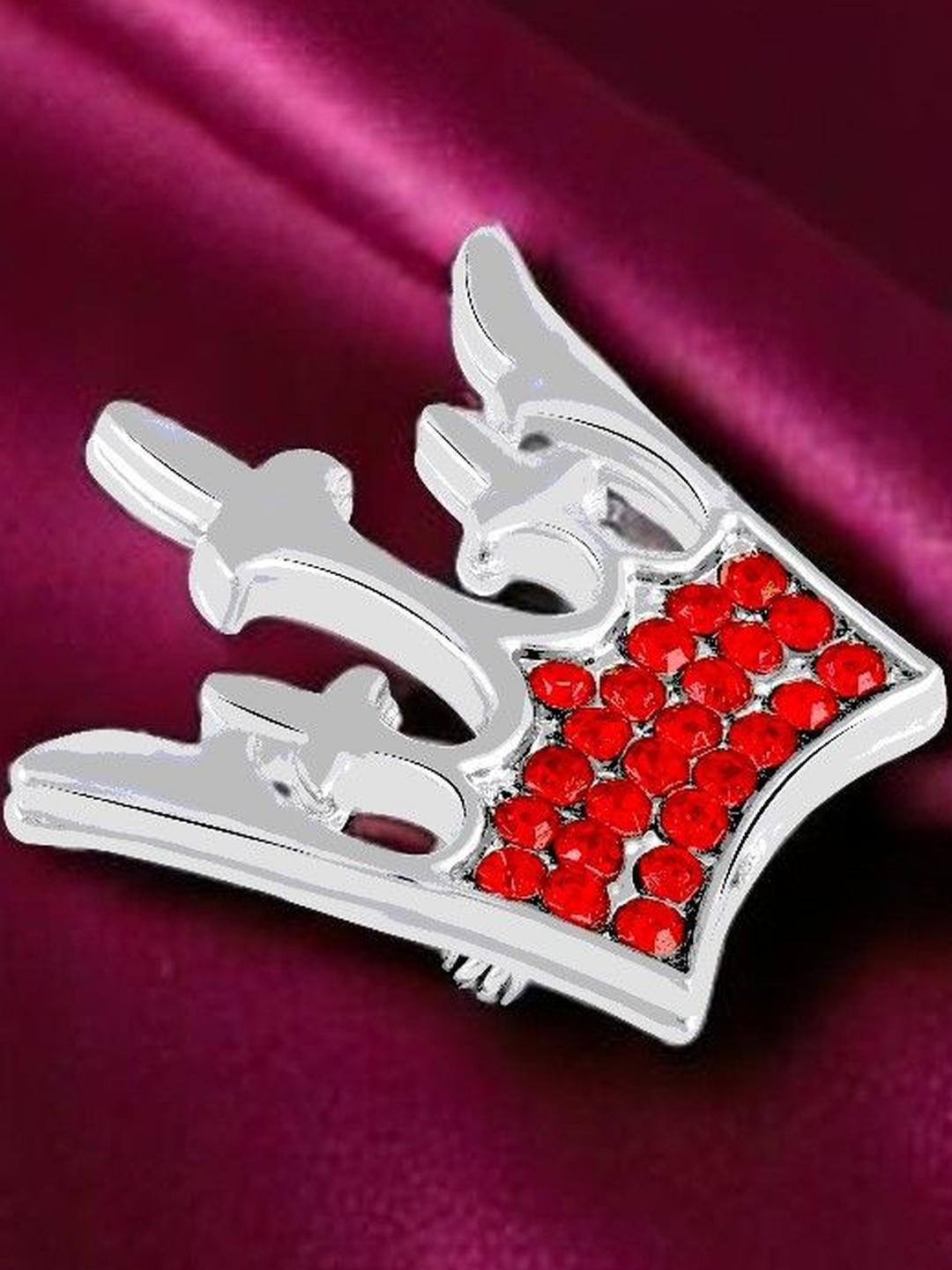 Mahi Men Red Regal Crown Crystal Lapel Pin