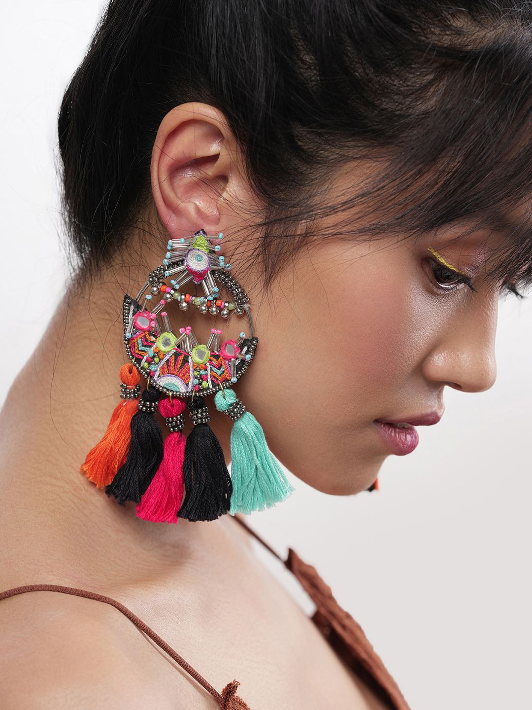 BITCH PLZZ ACCESSORIES Artificial Beaded Tasselled Quirky Drop Earrings