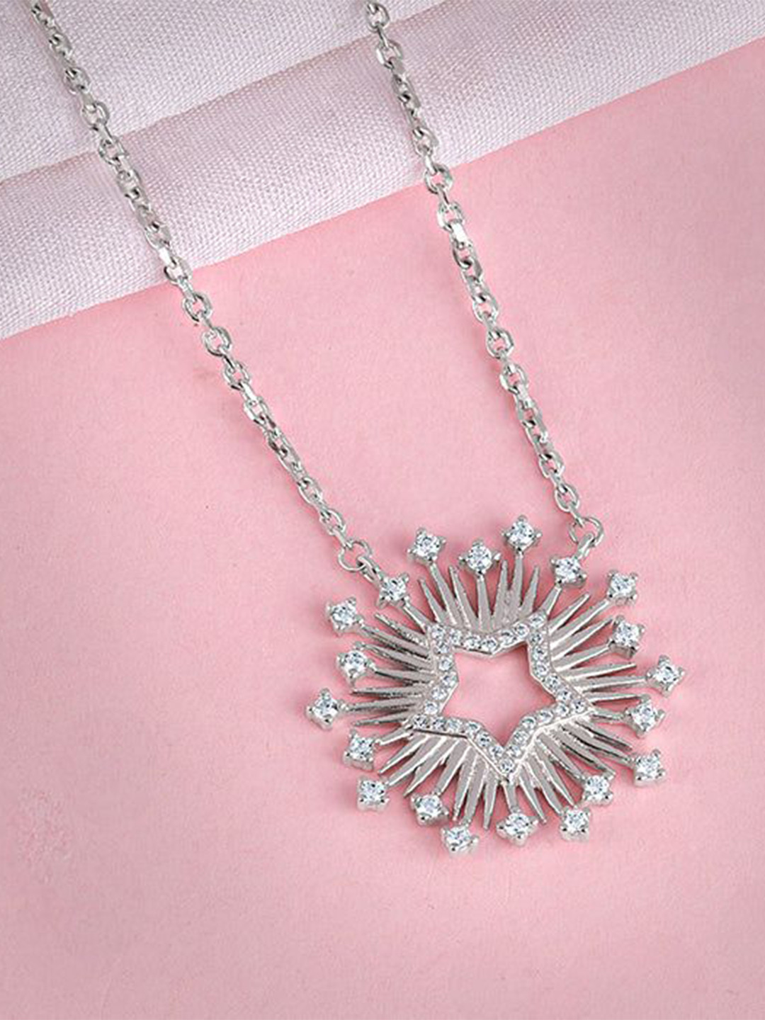 GIVA 925 Sterling Silver-Plated Zircon Studded Starshine Chain