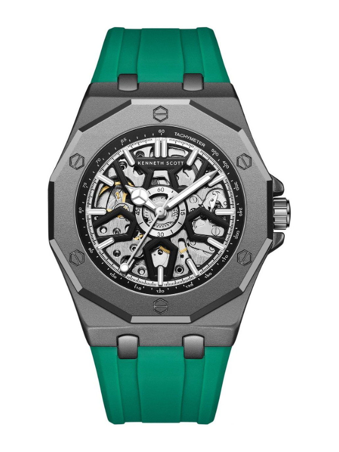 KENNETH SCOTT Men Dial & Textured Straps Analogue Automatic Watch K25301-XSHB