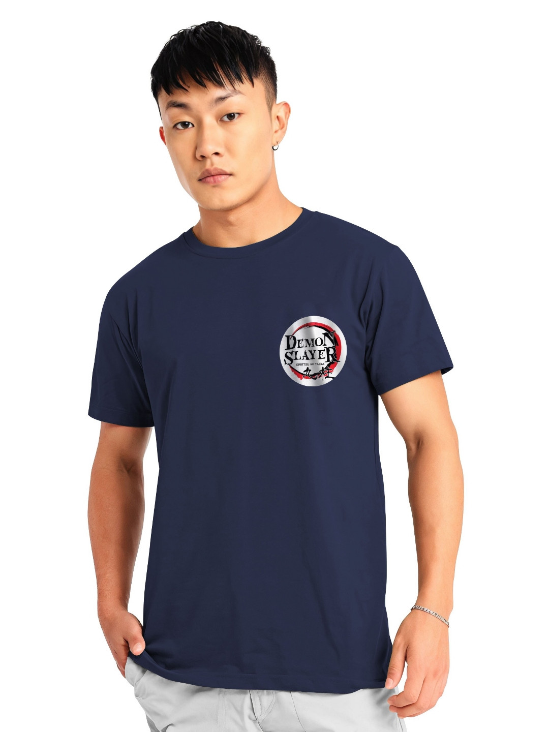 Moda Rapido Men Demon Slayer Graphic Printed Round Neck Cotton T-shirt