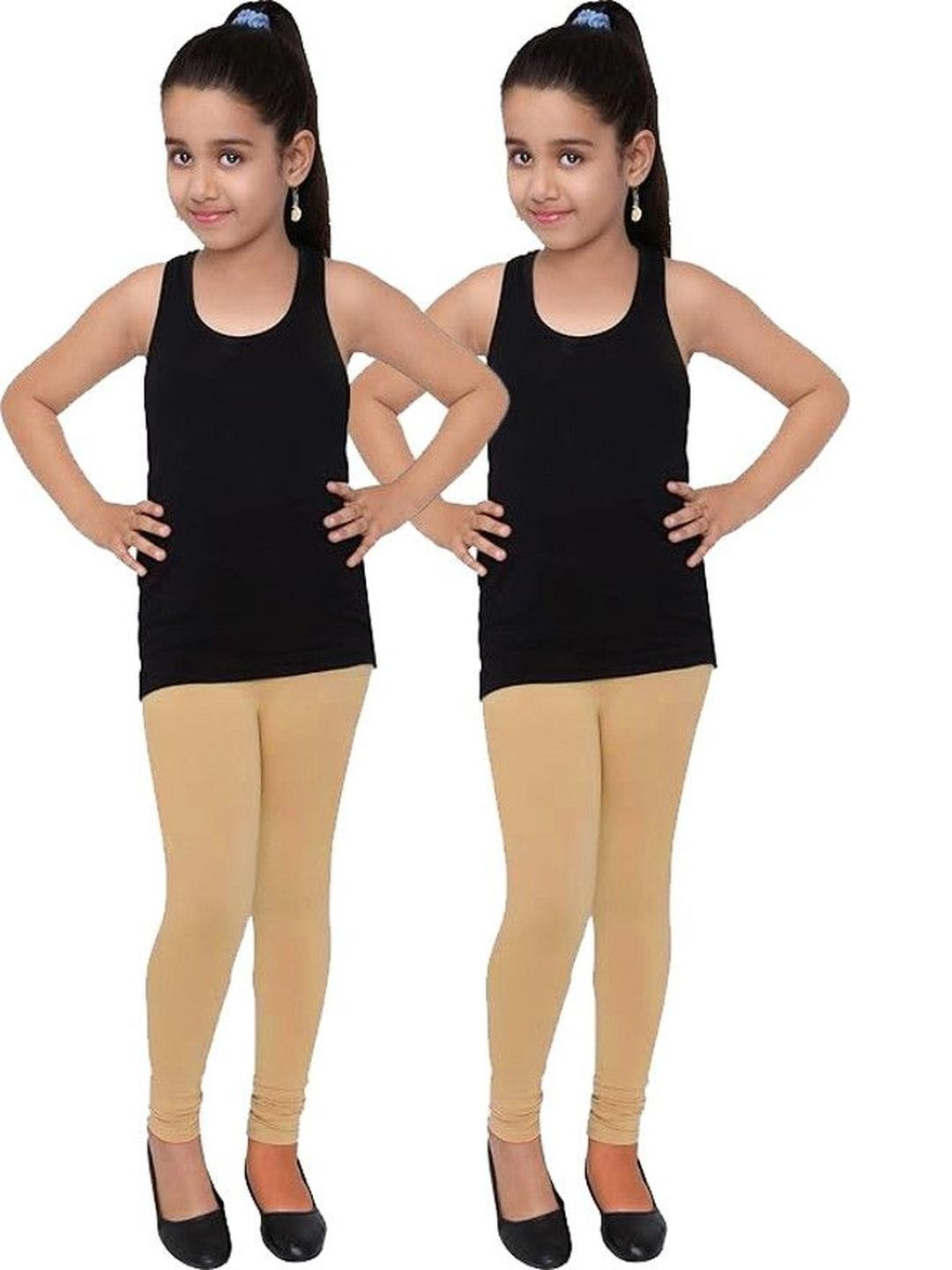 Tik Tok WEARS Girls Beige Churidar Length Leggings