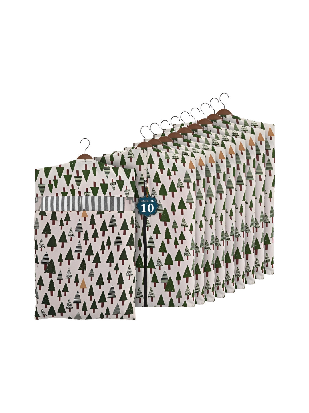 Aura Green 10 Pcs Almirah Clothe Packing Bag Hanging Clothe Cover Multi-Utility Organisers
