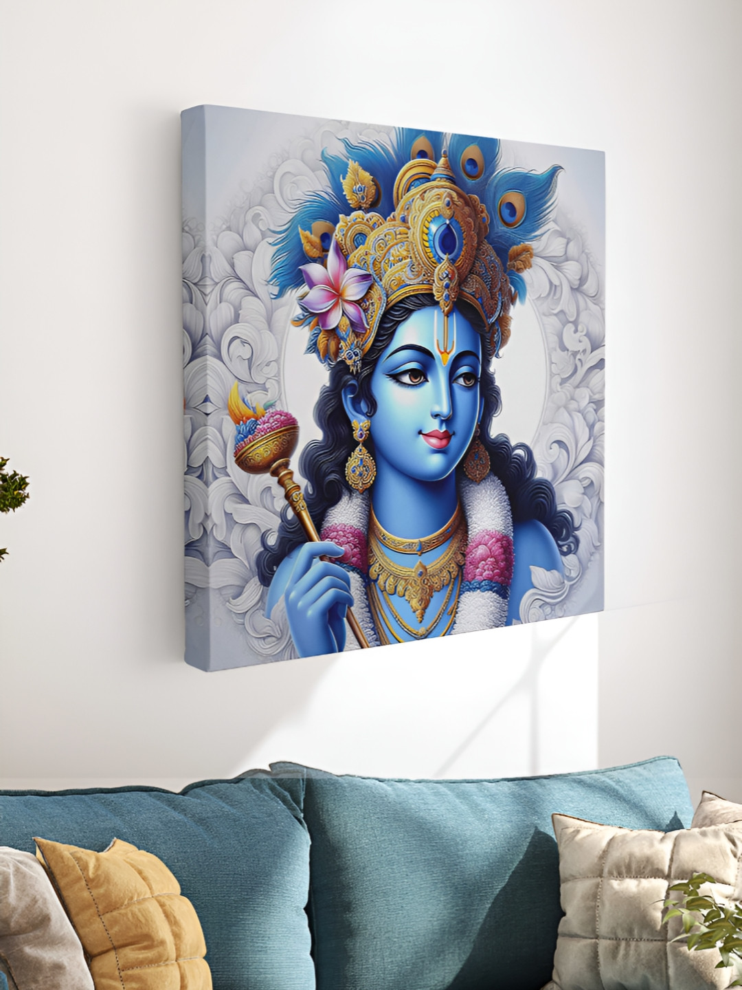 SAF Shree Krishna Canvas Wall Square Paintings Wall Art -20 x 20 In