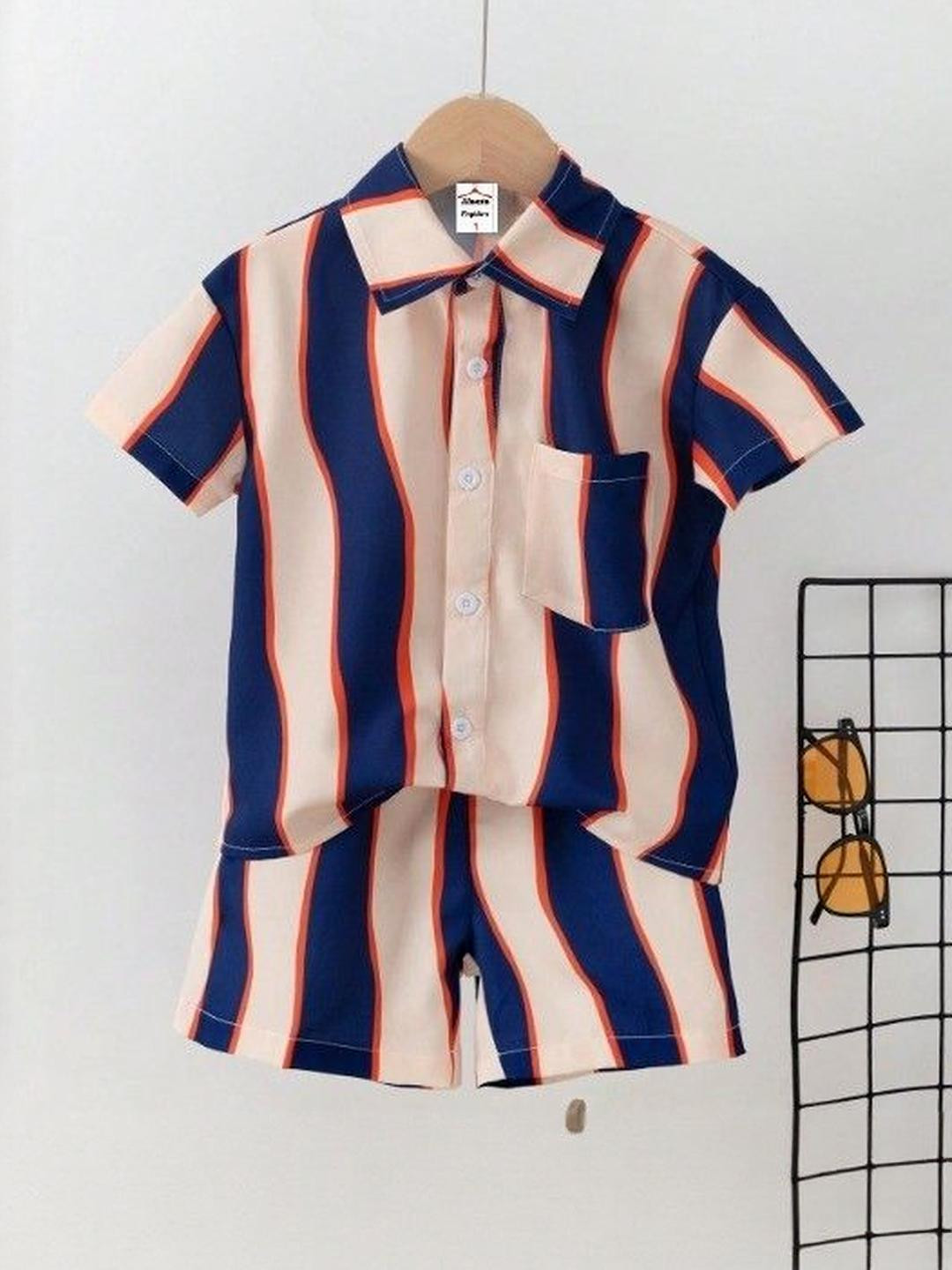 ALANTA Kids-Unisex Blue Cotton Blend Clothing Set