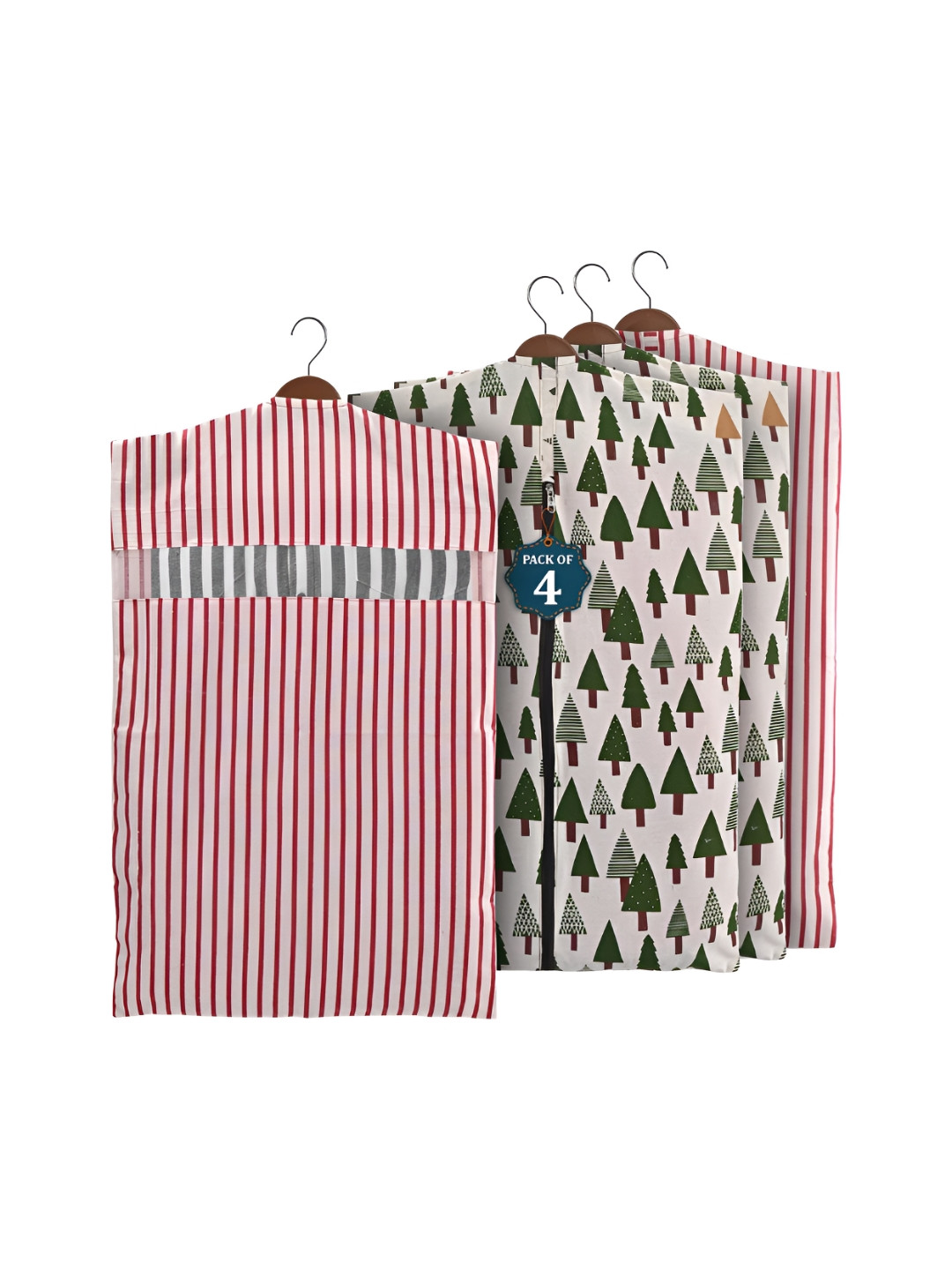 Aura Green 4 Pcs Almirah Clothes Packing Bag Hanging Clothe Cover Multi-Utility Organisers