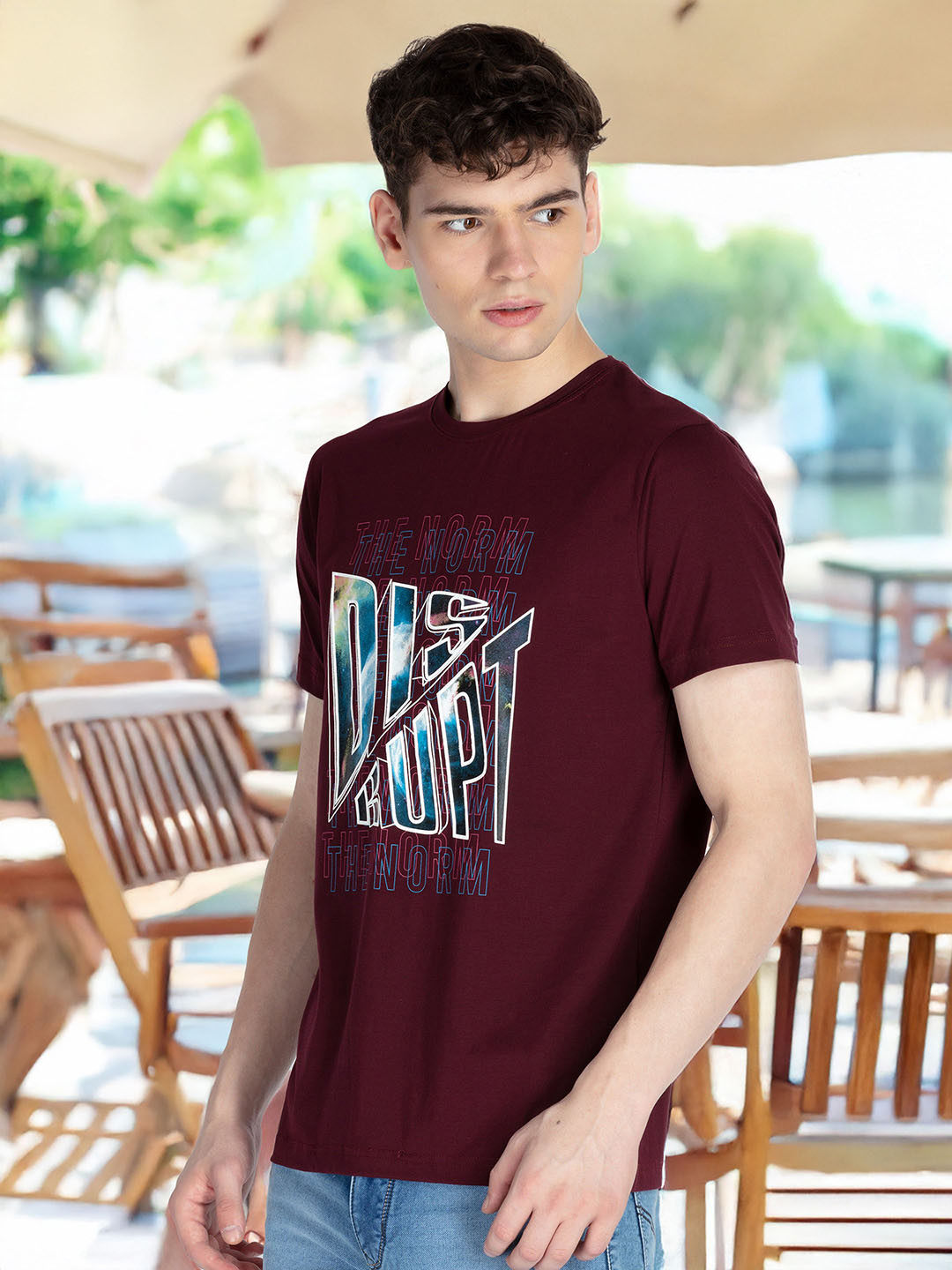 Status Quo Men Printed Applique T-shirt