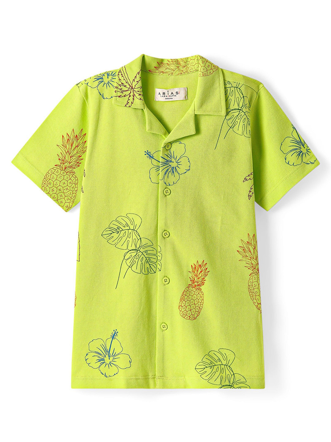 ARIAS By LARA DUTTA Boys Tropical Printed Cuban Collar Cotton Shirt
