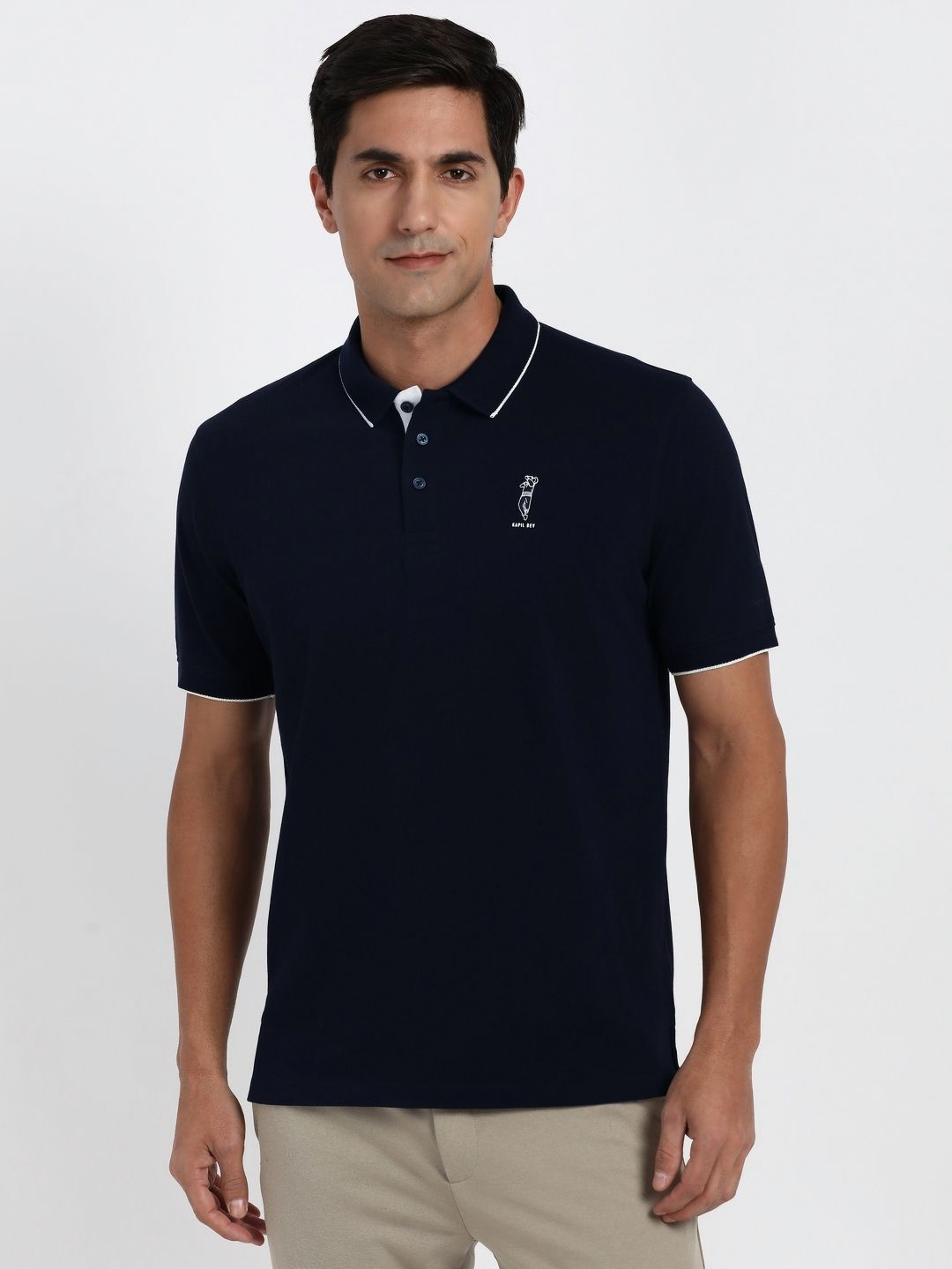 Peter England Casuals Men's Regular fit polo with kapil dev signature graphic
