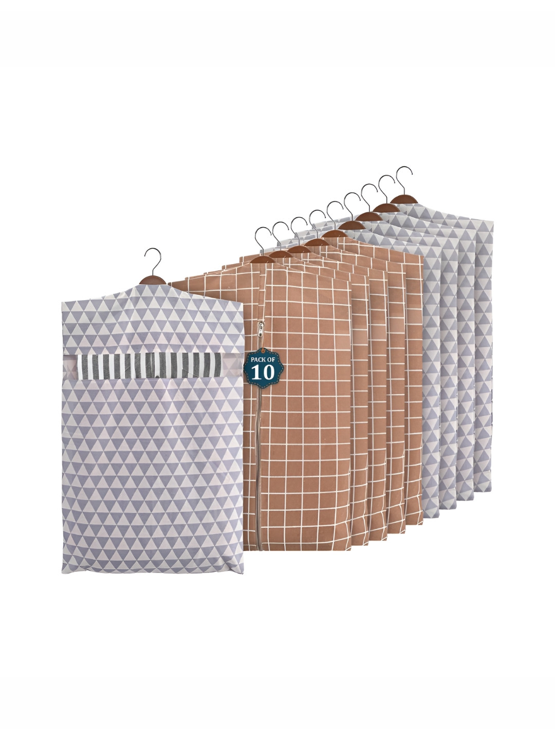 Aura Brown 10 Pieces Cotton Clothes Packing Bags Organisers