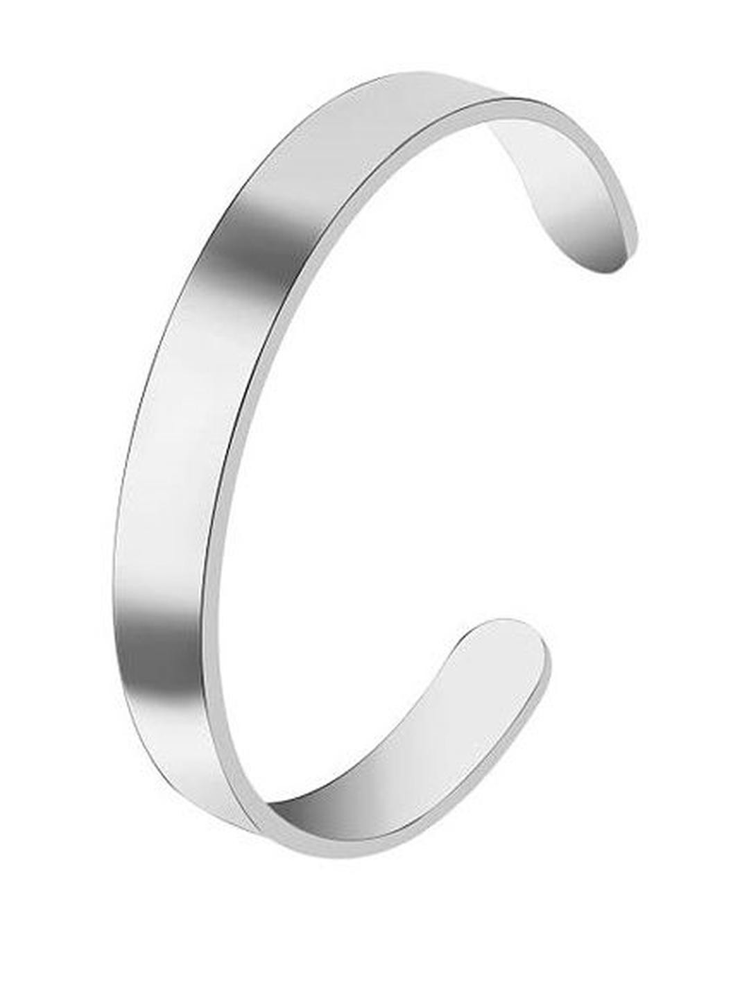 Inites Men Silver-Plated Openable Cuff Wrist Half Kada