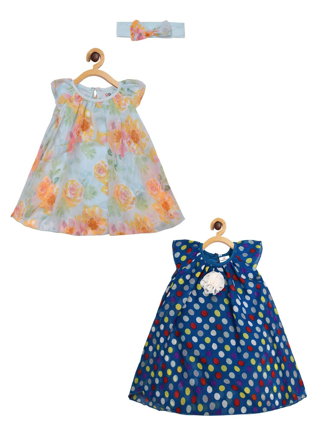 Creative Kids Pack Of 2 Floral Print Georgette A-Line Dress
