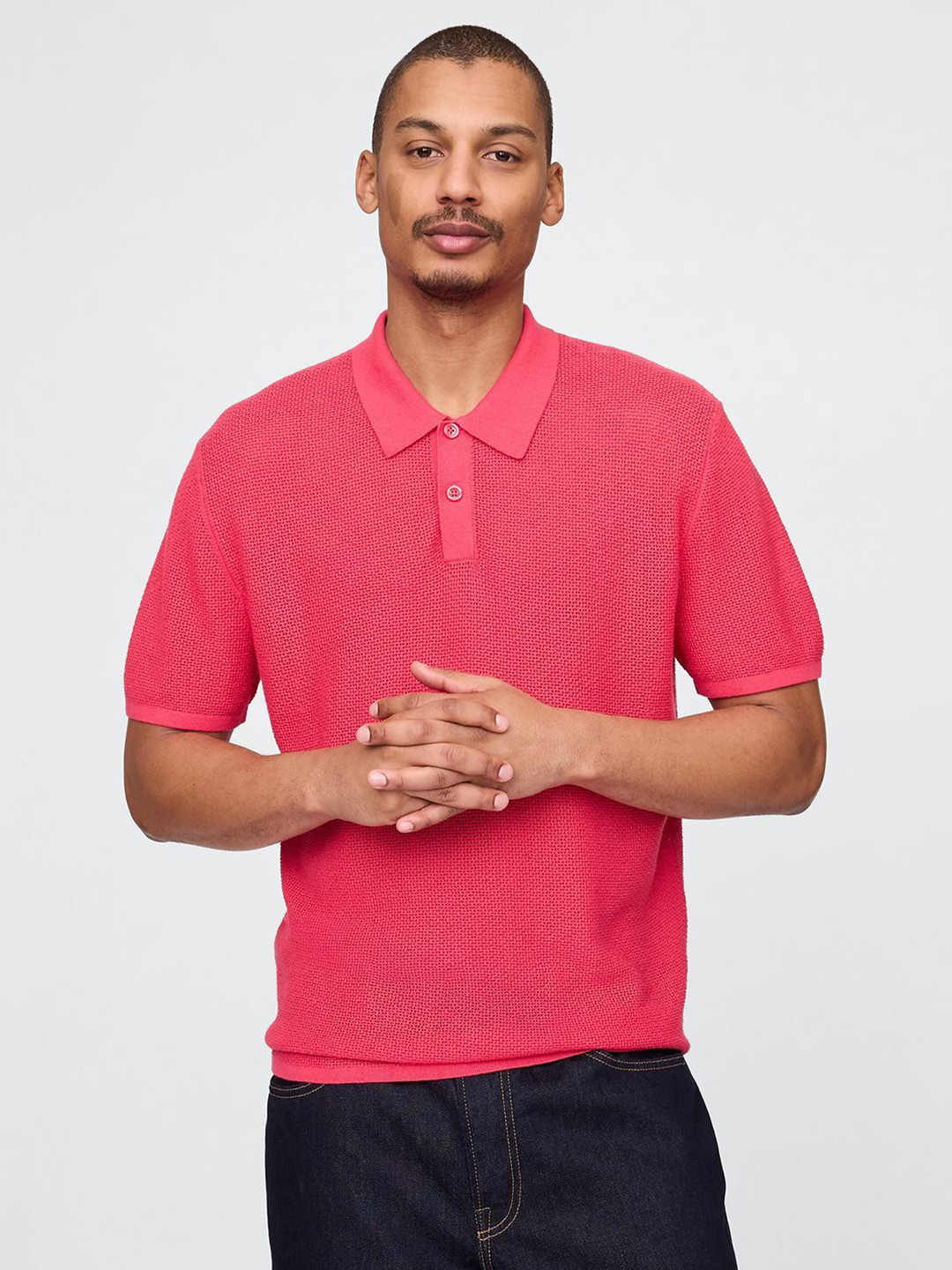 GAP Crochet Polo Collar Relaxed Fit T-shirt