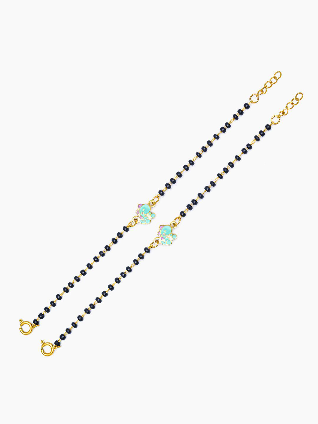 SWASHAA Dino Charm Kids Set Of 2 18KGold-Plated Charm Nazariya Bracelets