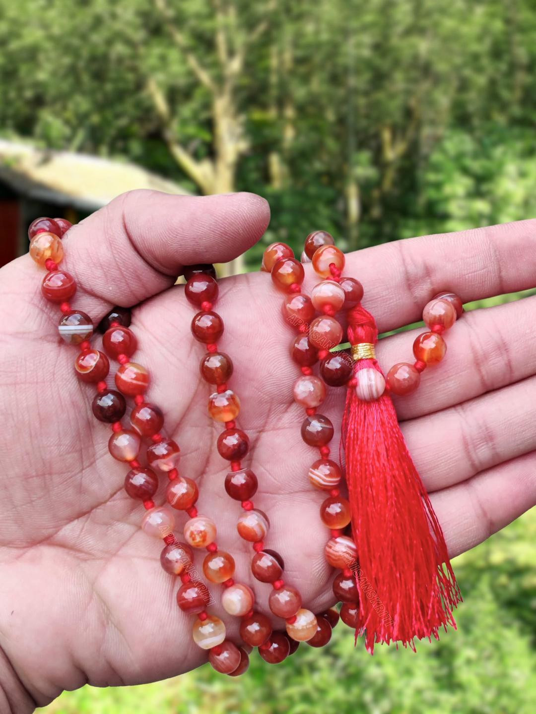 Apnisanskriti Unisex Red Carnelian Stone Mala