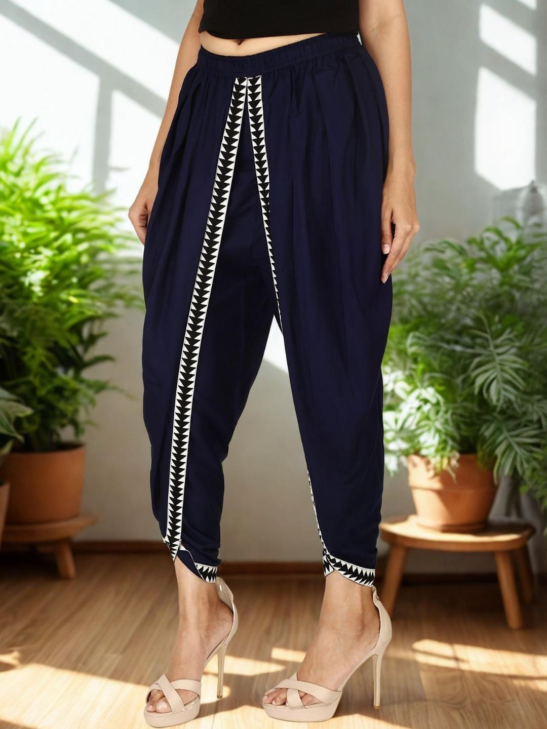 Vaidiki Navy Blue Solid Viscose Rayon Dhotis